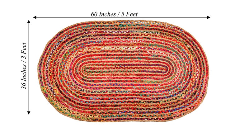 Light & Pro Jute Rug, 3x5 ft, Braided Area Rug, Kitchen Rug, Multi Color Cotton Chindi Oval Rug, Reversible - Image 4